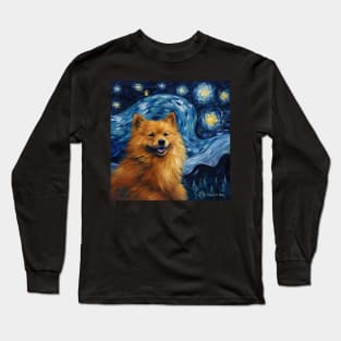 Happy Finnish Spitz Painting Night Long Sleeve T-Shirt